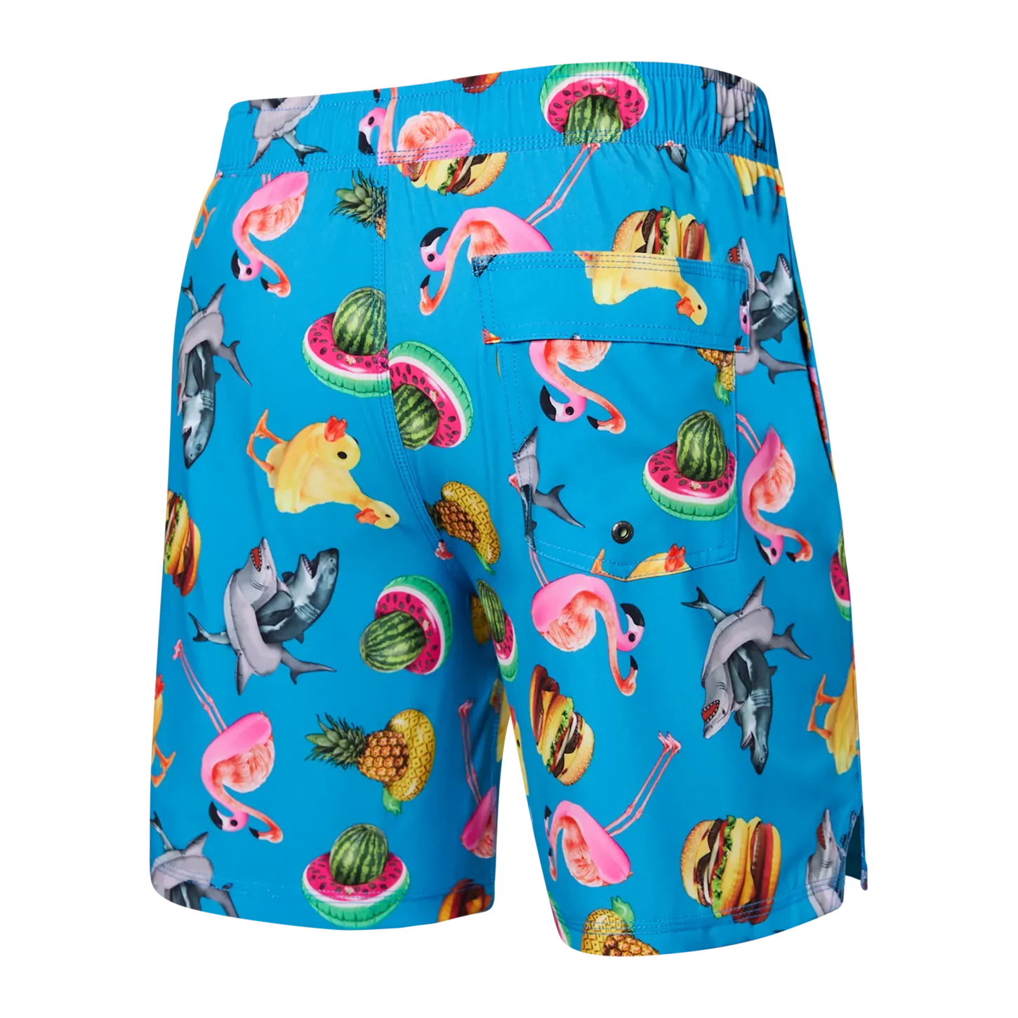 Saxx Mens Oh Buoy Stretch Volley 7" Swim Short - Mega Meta Floaties