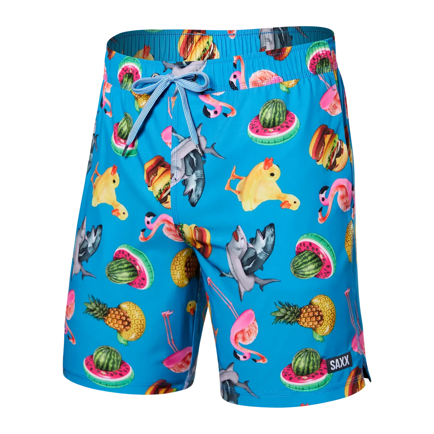 Saxx Mens Oh Buoy Stretch Volley 7" Swim Short - Mega Meta Floaties