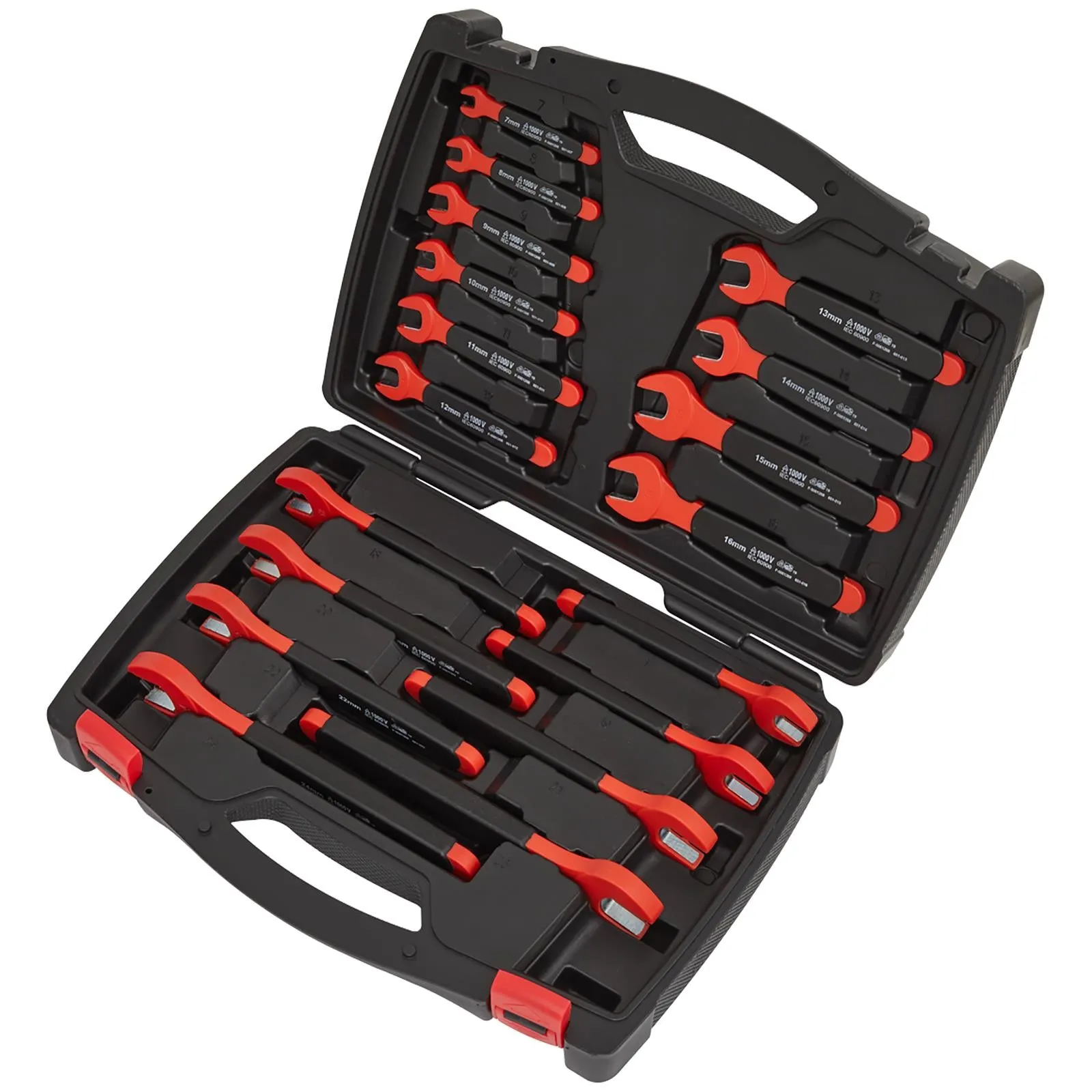 Sealey Insulated Open End Spanner Set 18 Piece VDE Approved 7-24mm 1500V DC 1000 AC
