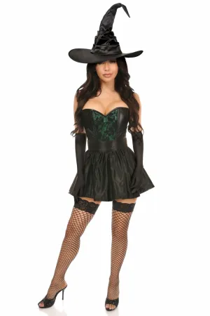 Sexy Four Piece Green Lace Witch Corset Costume