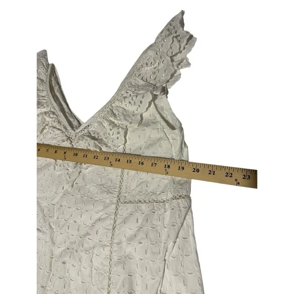 Sezane Robe Martie Ecru Style Short Dress Sz 40 Medium Women Eyelet Mini #H8-1