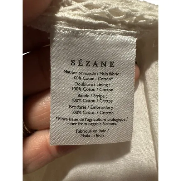 Sezane Robe Martie Ecru Style Short Dress Sz 40 Medium Women Eyelet Mini #H8-1