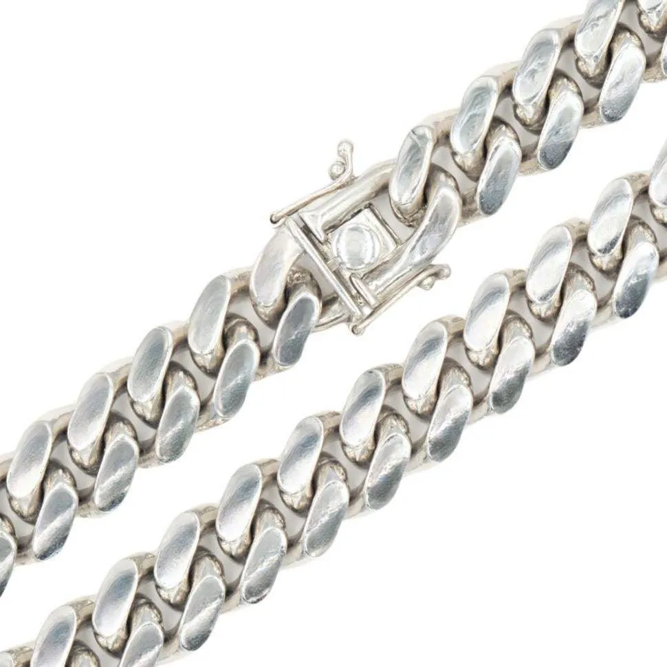 Silver 12mm Solid Cuban Chain 20" 22" 24"