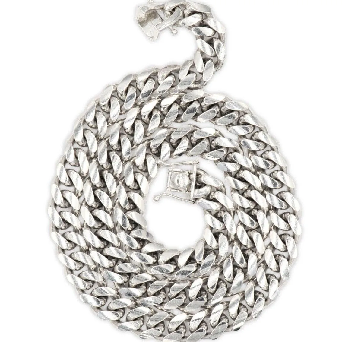 Silver 12mm Solid Cuban Chain 20" 22" 24"