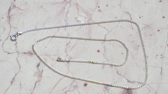 Silver Chain Curb Link 18" Sterling Silver 925 Italy Spring Ring Clasp with End Tabs Diamond Cut High Polished
