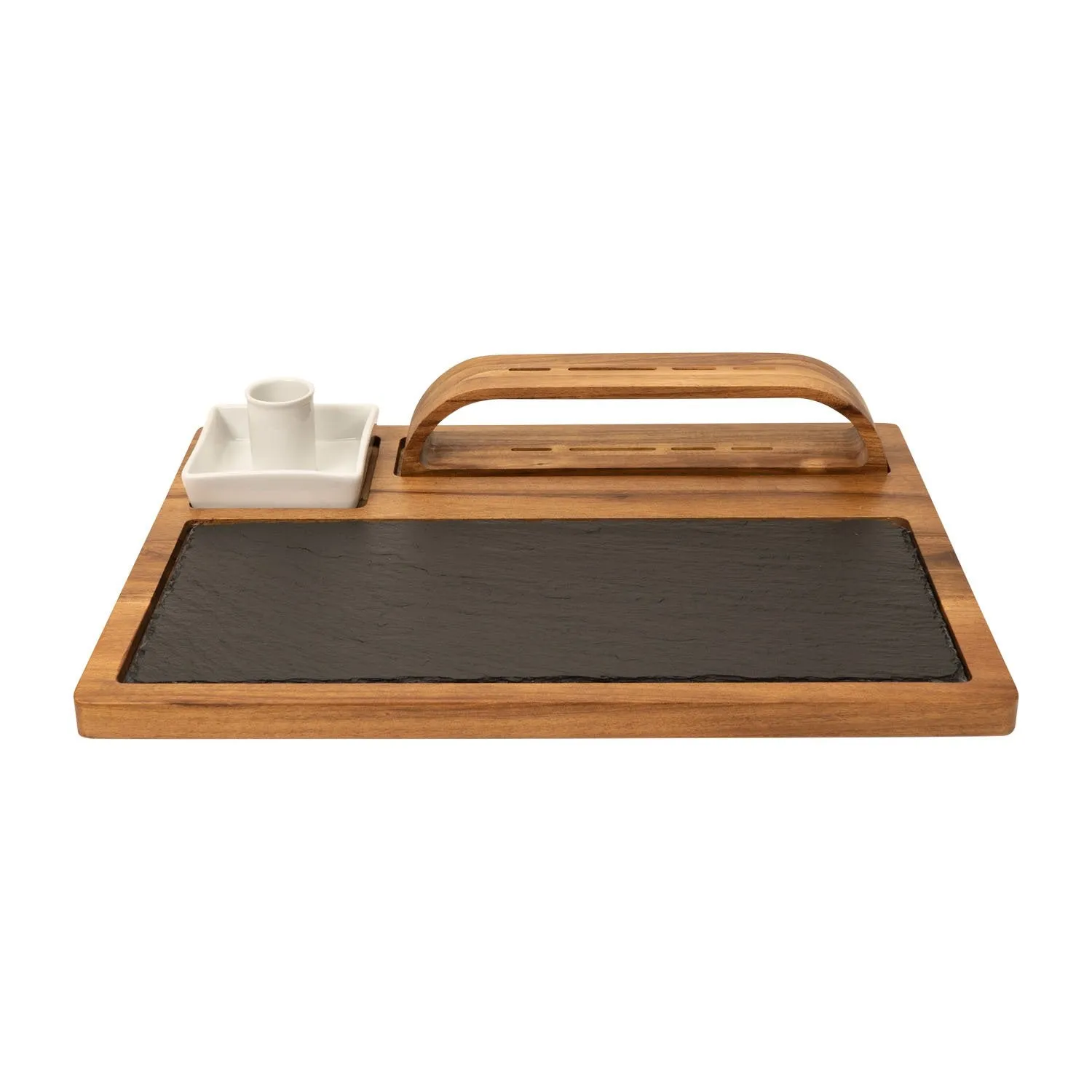 Slate Cheese Board, 12 Piece Charcuterie Set Includes 4 Stainless Steel Cheese Knives, Bigger Acacia Serving Tray with Slate Board, and Wood Tool Holder
