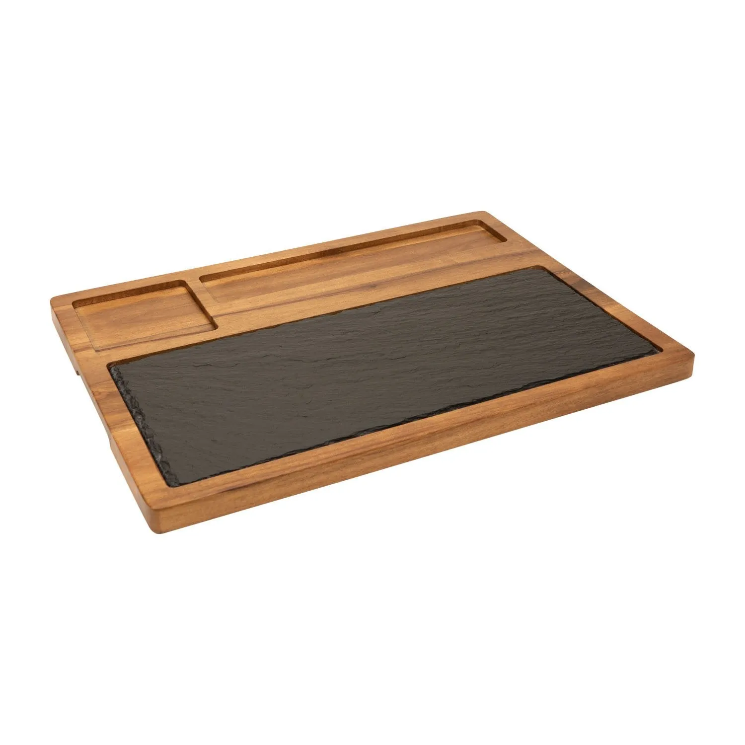 Slate Cheese Board, 12 Piece Charcuterie Set Includes 4 Stainless Steel Cheese Knives, Bigger Acacia Serving Tray with Slate Board, and Wood Tool Holder