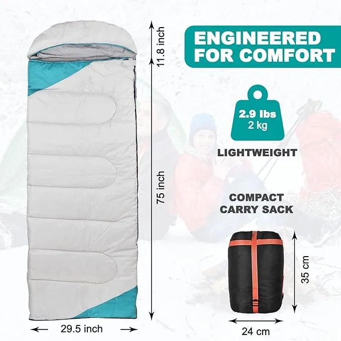 Sleeping Bag Cold Weather-Heating Sleeping Bag with 3 Heating Levels,Waterproof Lightweight Jointable Camping Sleeping Bag and Compression Sack for Camping Hiking Backpacking All Season