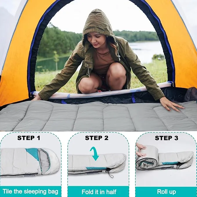 Sleeping Bag Cold Weather-Heating Sleeping Bag with 3 Heating Levels,Waterproof Lightweight Jointable Camping Sleeping Bag and Compression Sack for Camping Hiking Backpacking All Season