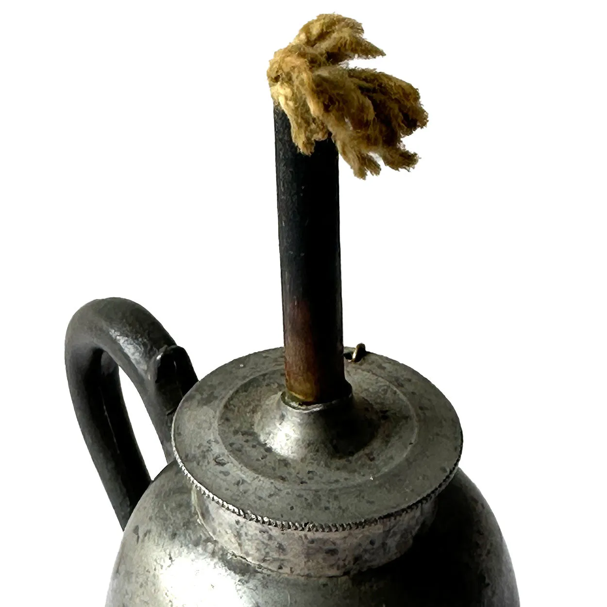 Small American Pewter Portable Whale Oil Finger Lamp