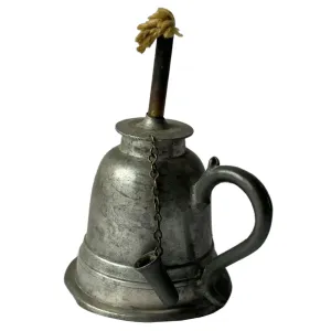 Small American Pewter Portable Whale Oil Finger Lamp