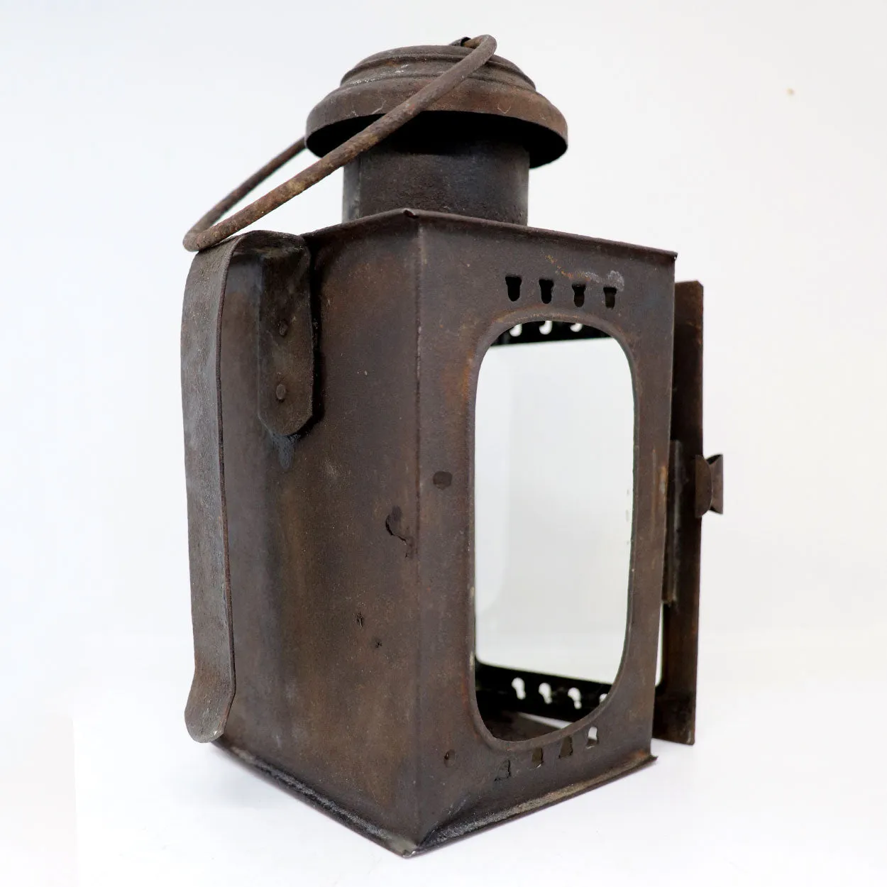 Small American Sheet-Iron and Glass Portable Candle Lantern