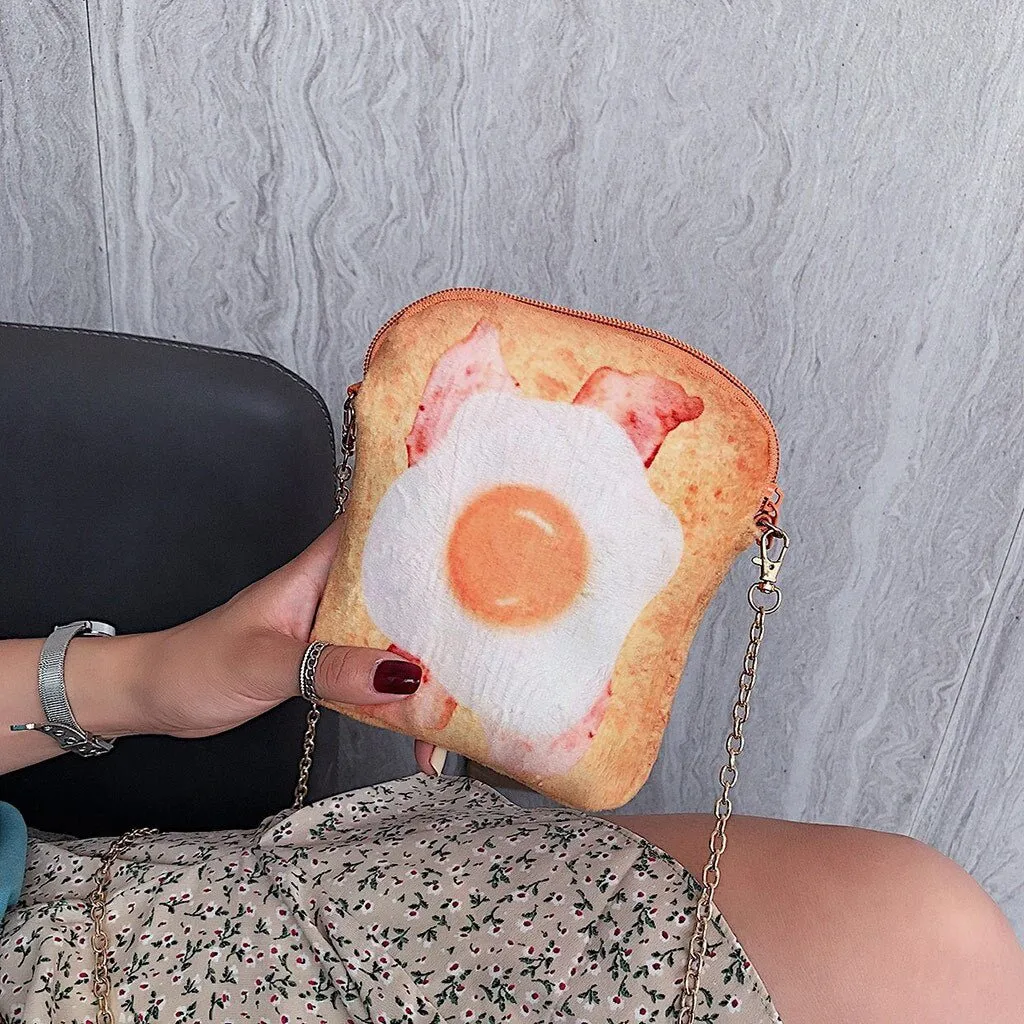 Small Bread Pattern Crossbody Bag with Chain Strap