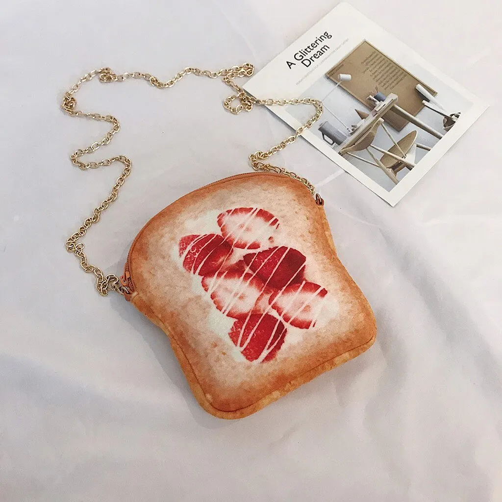 Small Bread Pattern Crossbody Bag with Chain Strap