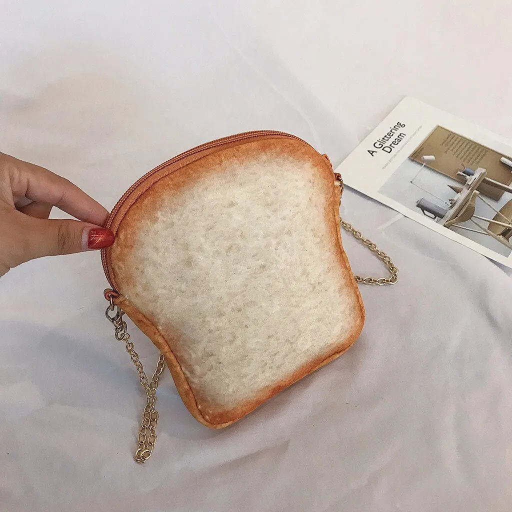 Small Bread Pattern Crossbody Bag with Chain Strap