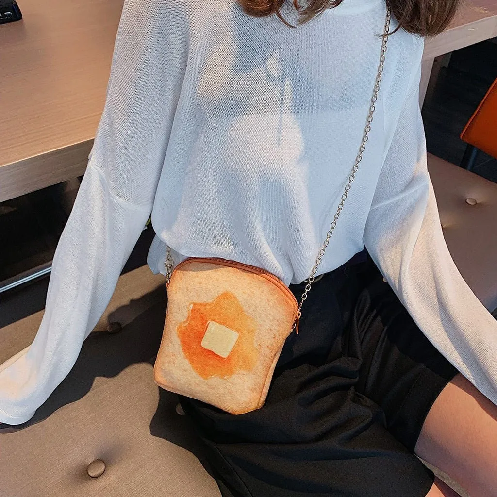 Small Bread Pattern Crossbody Bag with Chain Strap