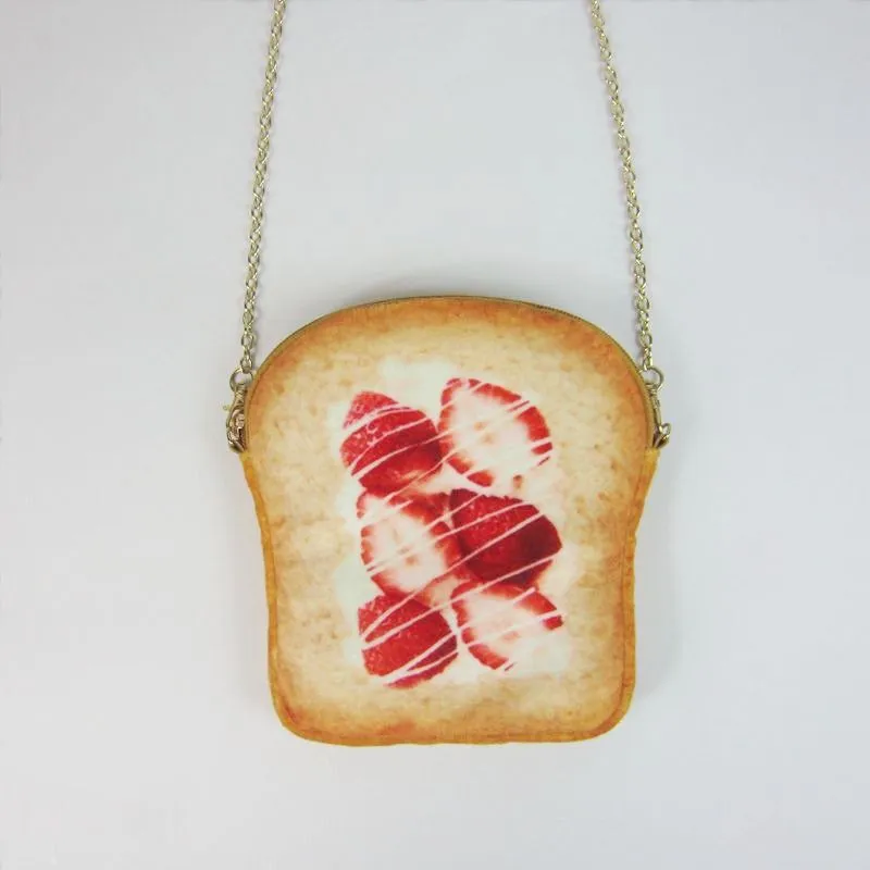Small Bread Pattern Crossbody Bag with Chain Strap