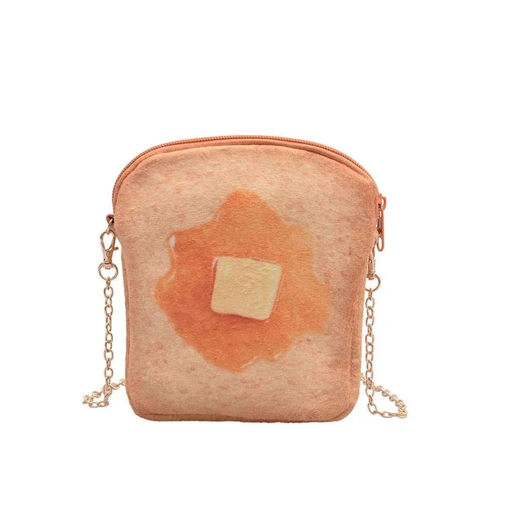 Small Bread Pattern Crossbody Bag with Chain Strap