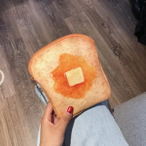 Small Bread Pattern Crossbody Bag with Chain Strap