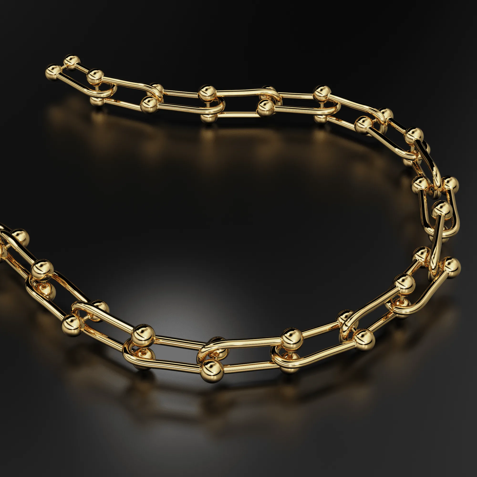 Solid Gold U Link Bracelet / 14K Gold Bracelet / 14K Gold Chain Bracelet / Christmas Gift