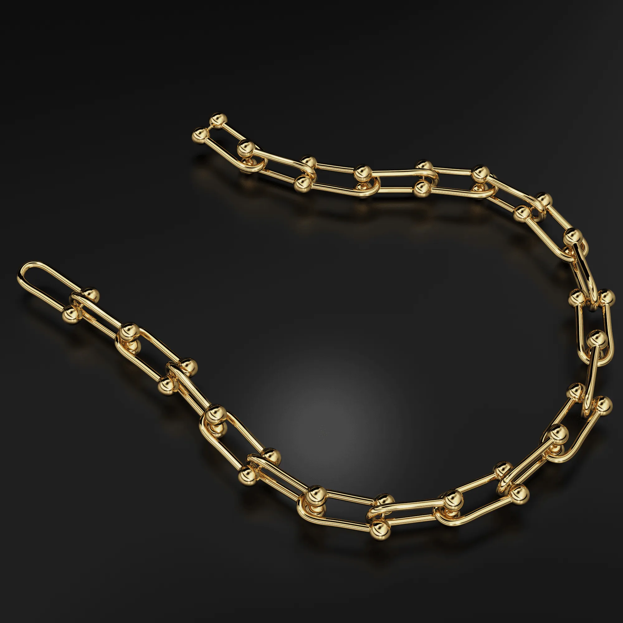 Solid Gold U Link Bracelet / 14K Gold Bracelet / 14K Gold Chain Bracelet / Christmas Gift