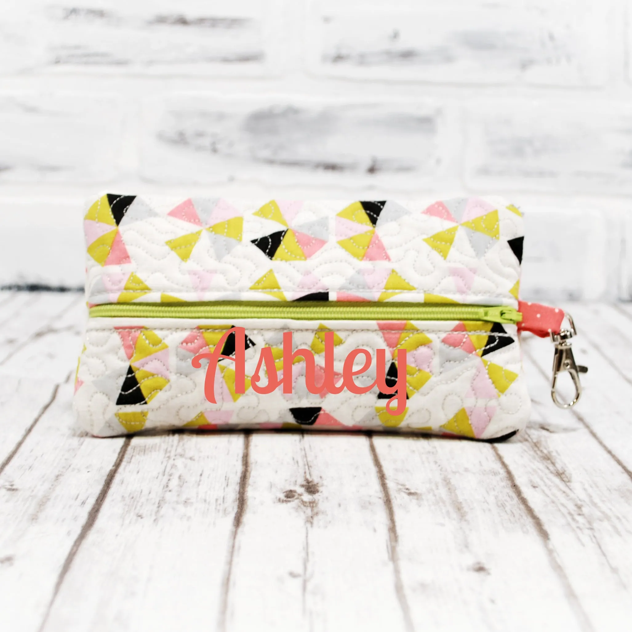 Spring Pinwheels Personalized Quilted Pouch