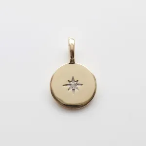 Star Set Diamond Engravable Coin Pendant
