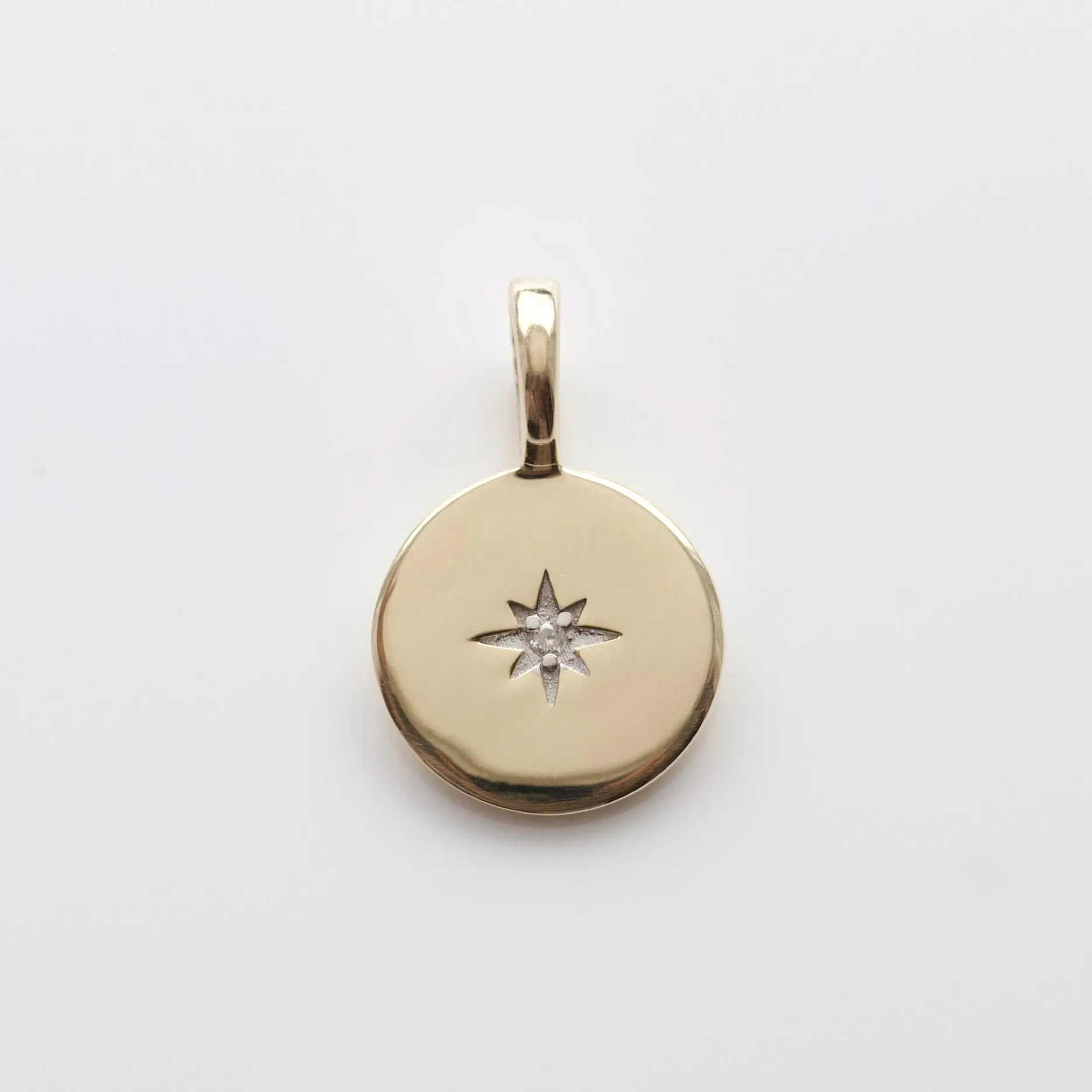 Star Set Diamond Engravable Coin Pendant