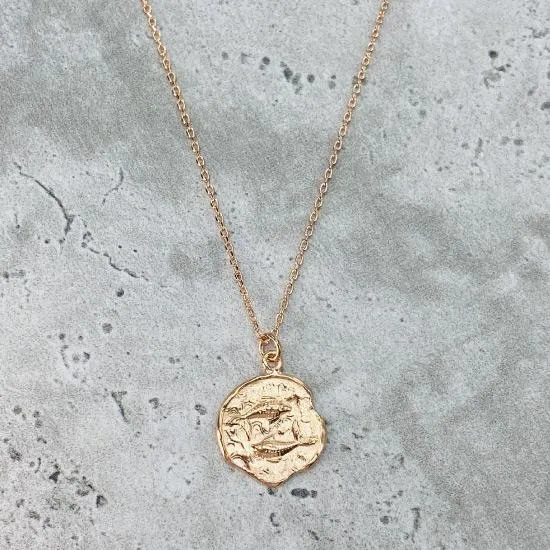 Star Sign Coin Necklace - Pisces