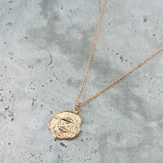 Star Sign Coin Necklace - Pisces