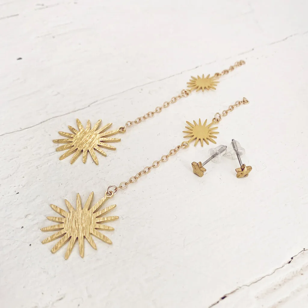 starburst // convertible star post & chain dangle earrings