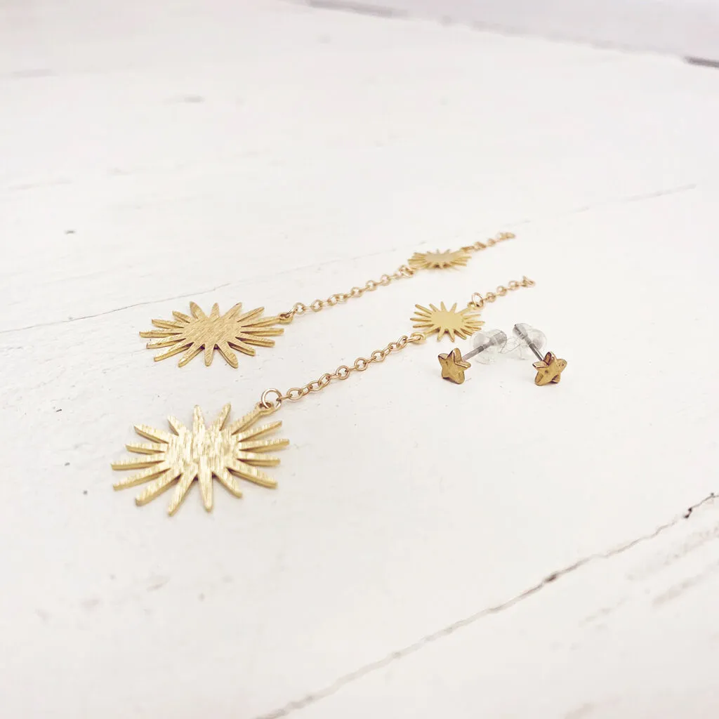 starburst // convertible star post & chain dangle earrings