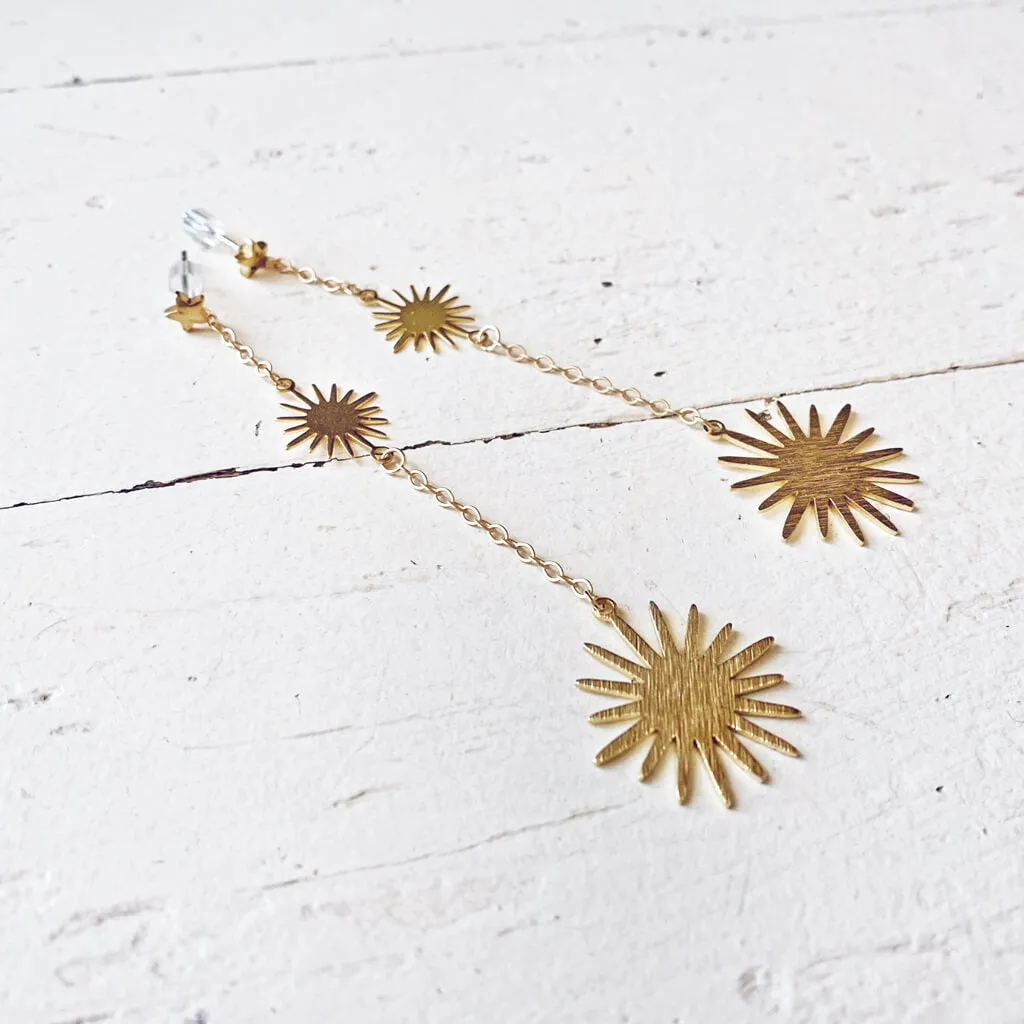 starburst // convertible star post & chain dangle earrings
