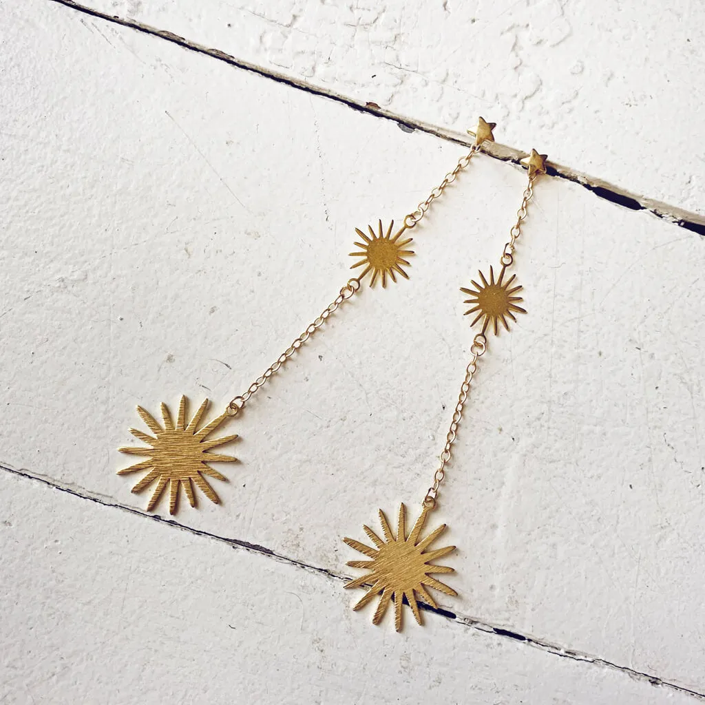 starburst // convertible star post & chain dangle earrings