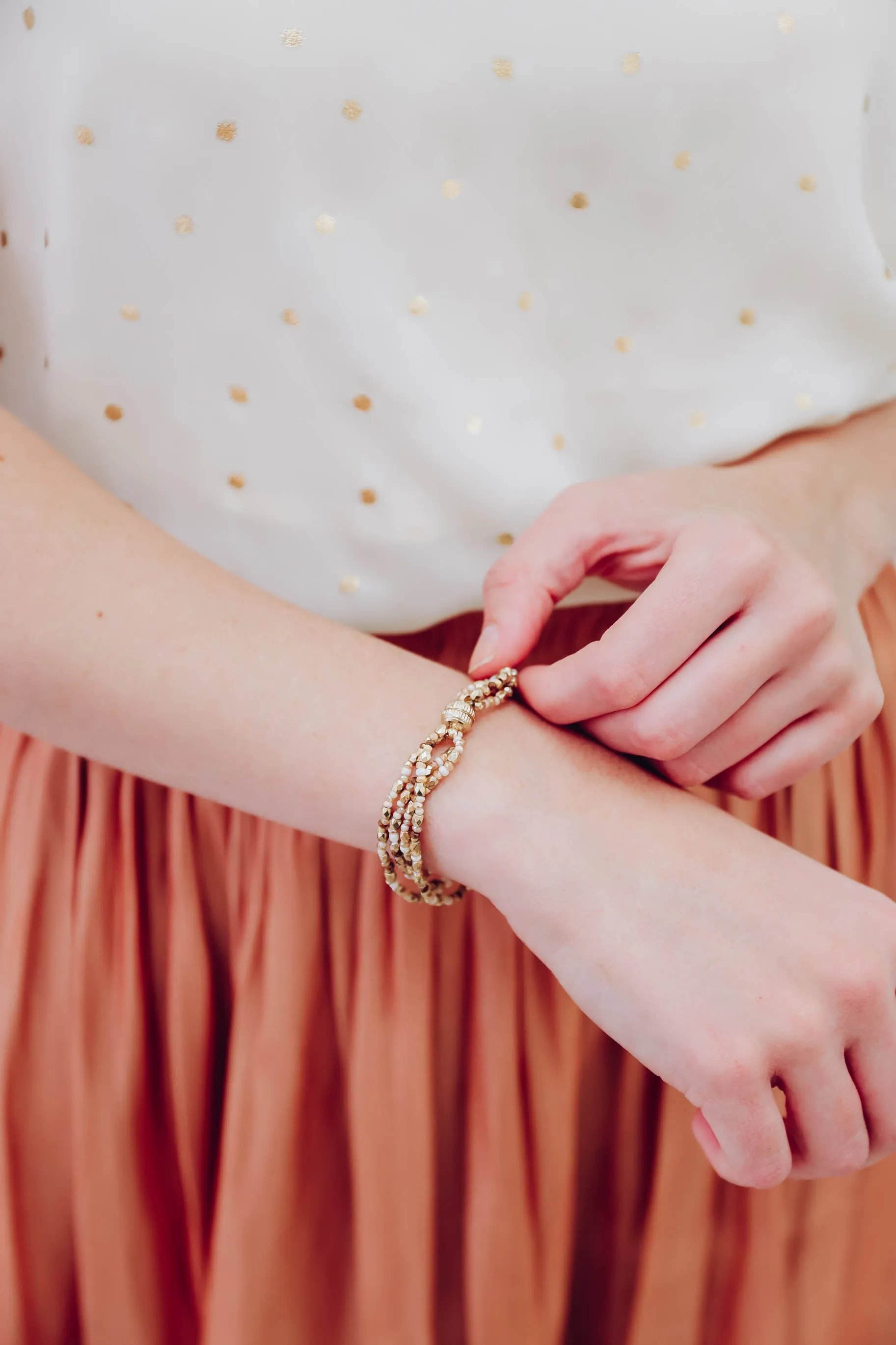 Stasia Twisted Beaded Bracelet - Natural