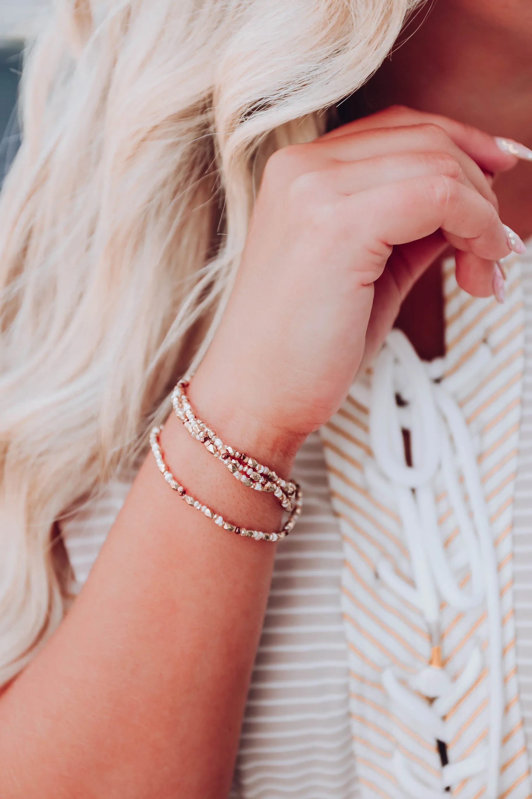 Stasia Twisted Beaded Bracelet - Natural