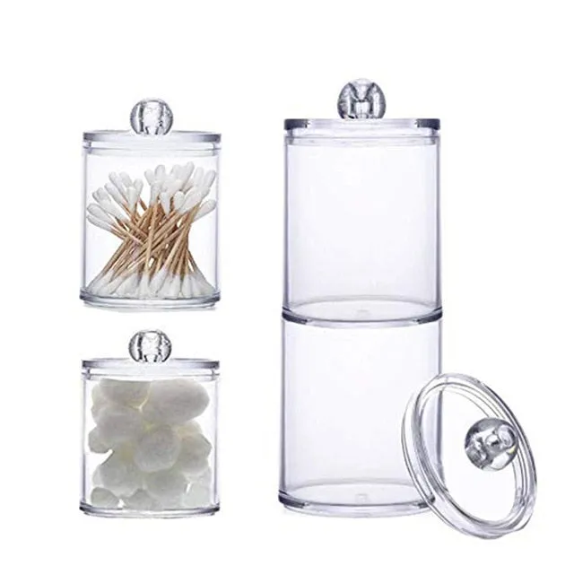 Storage Box Acrylic Multifunctional Round Qtip Storage Box Container Cosmetic Makeup Cotton Pad Organizer Jewelry Holder Candy