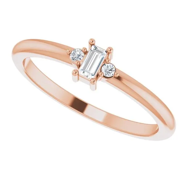Stright Bagutte Diamond Lab-Grown Diamond Accent Stackable Ring