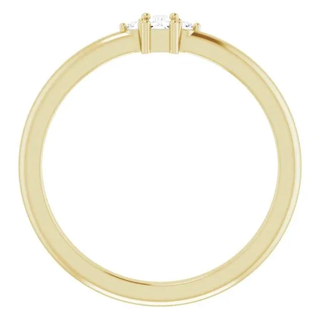 Stright Bagutte Diamond Lab-Grown Diamond Accent Stackable Ring
