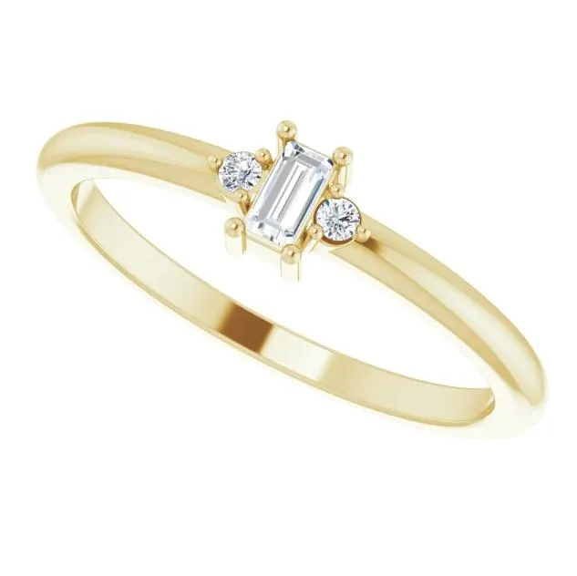 Stright Bagutte Diamond Lab-Grown Diamond Accent Stackable Ring