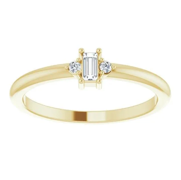 Stright Bagutte Diamond Lab-Grown Diamond Accent Stackable Ring
