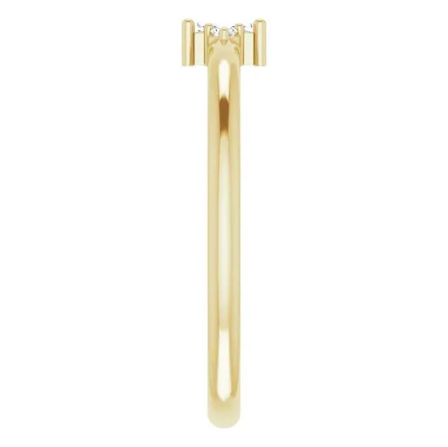 Stright Bagutte Diamond Lab-Grown Diamond Accent Stackable Ring