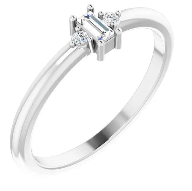 Stright Bagutte Diamond Lab-Grown Diamond Accent Stackable Ring