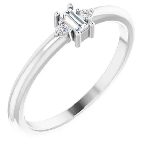 Stright Bagutte Diamond Lab-Grown Diamond Accent Stackable Ring