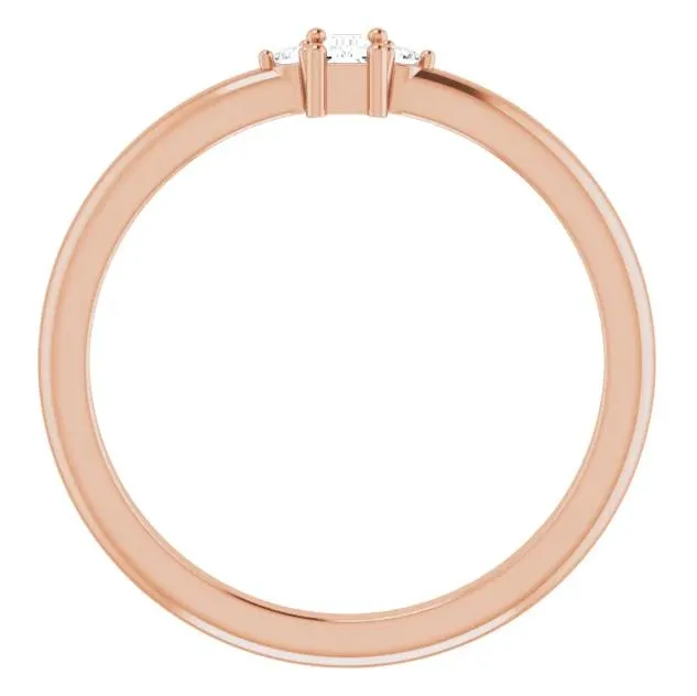 Stright Bagutte Diamond Lab-Grown Diamond Accent Stackable Ring