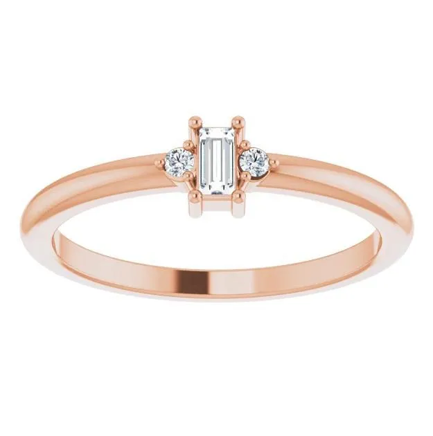 Stright Bagutte Diamond Lab-Grown Diamond Accent Stackable Ring