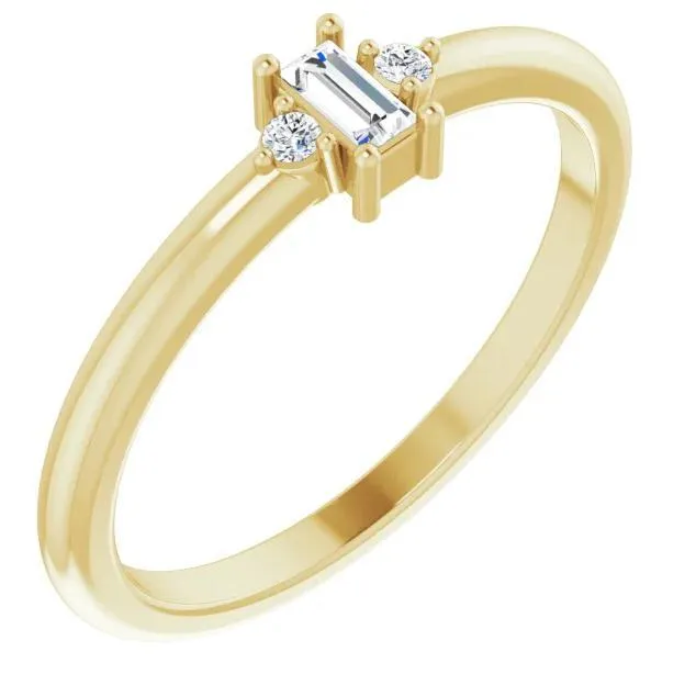 Stright Bagutte Diamond Lab-Grown Diamond Accent Stackable Ring