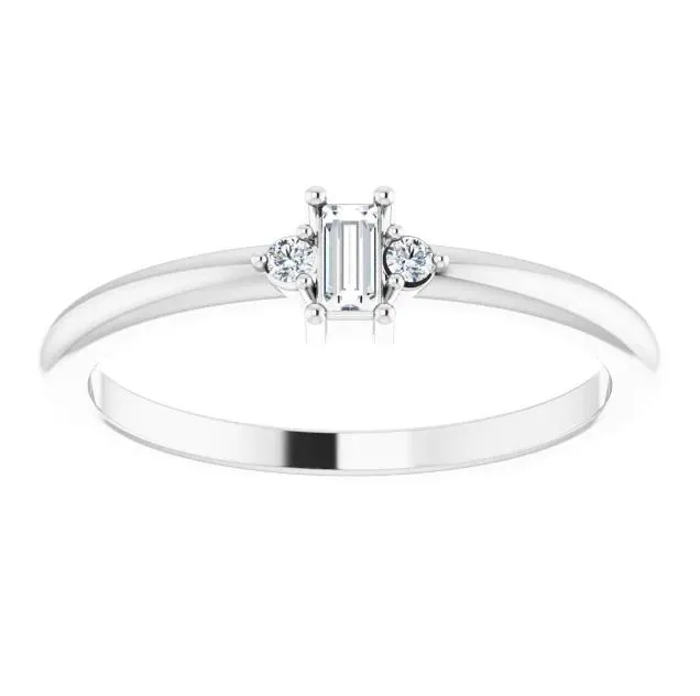 Stright Bagutte Diamond Lab-Grown Diamond Accent Stackable Ring