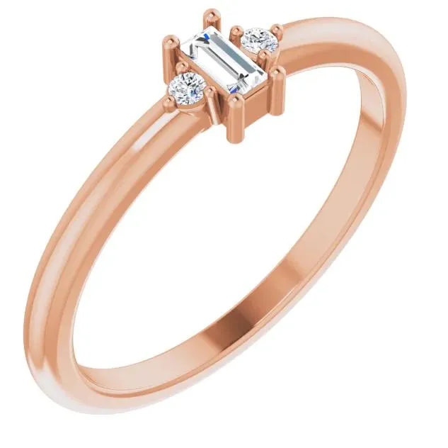 Stright Bagutte Diamond Lab-Grown Diamond Accent Stackable Ring