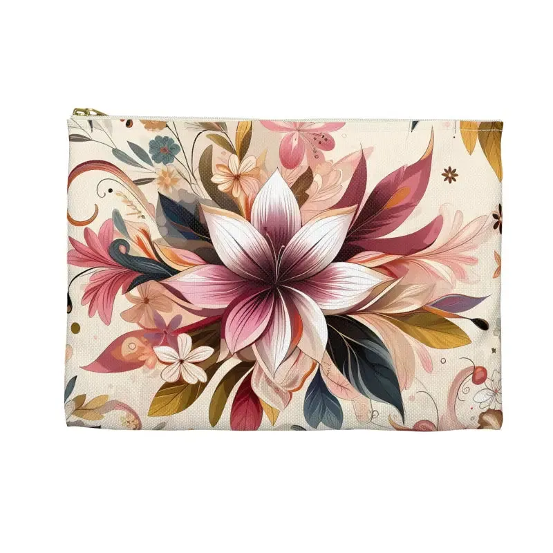 Stylish Floral Design Pouch Durable Spun Polyester